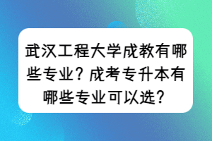 武汉工程大学成教有哪些专业？成考专升本有哪些专业可以选？