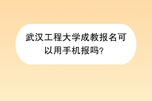 武汉工程大学成教报名可以用手机报吗？
